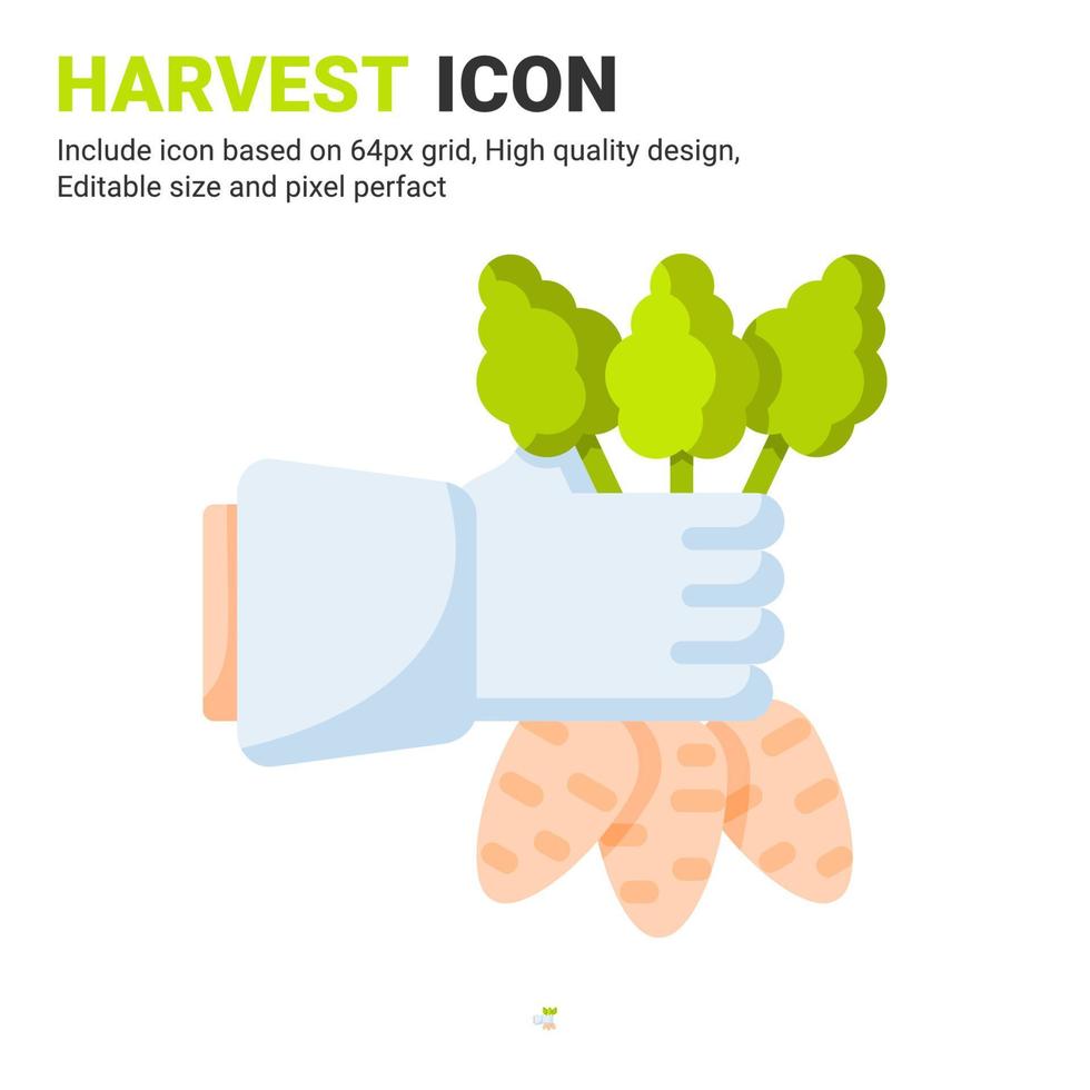 Harvest icon vector with flat color style isolated on white background. Vector illustration crop sign symbol icon concept for digital farming, technology, industry, agriculture, web and all project