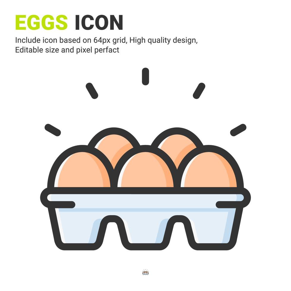 Eggs icon vector with outline color style isolated on white background. Vector illustration egg box sign symbol icon concept for digital farming, ui, ux, business, agriculture, apps and all project