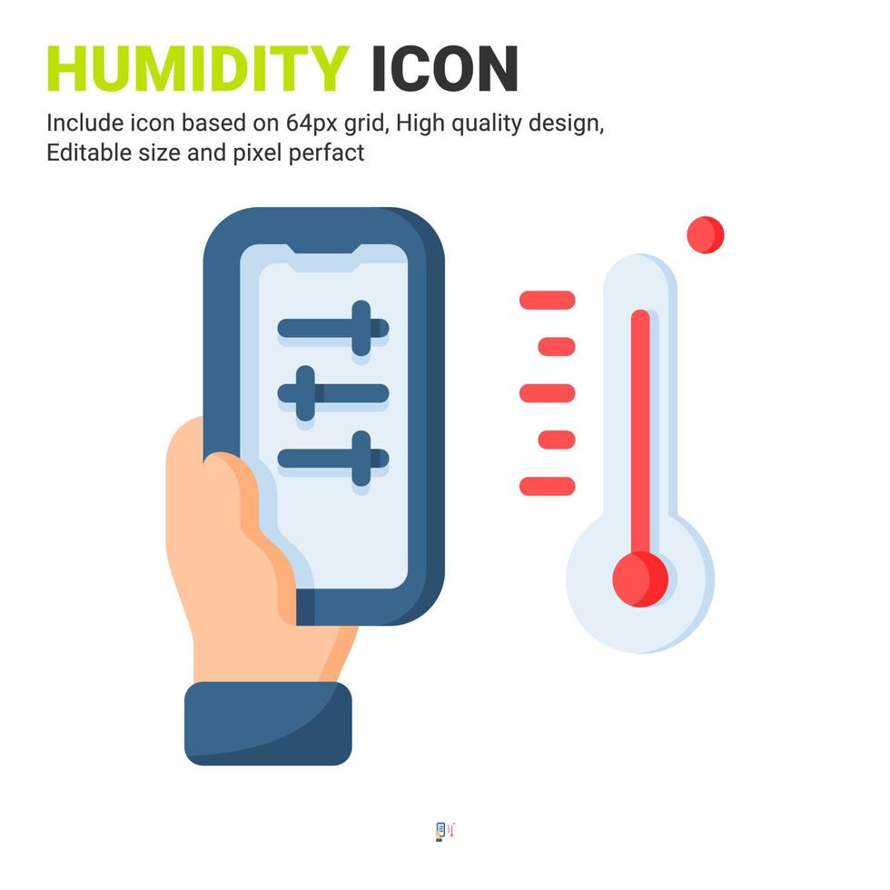 Humidity icon vector with flat color style isolated on white background. Vector illustration dampness sign symbol icon concept for digital farming, technology, industry, agriculture and all project