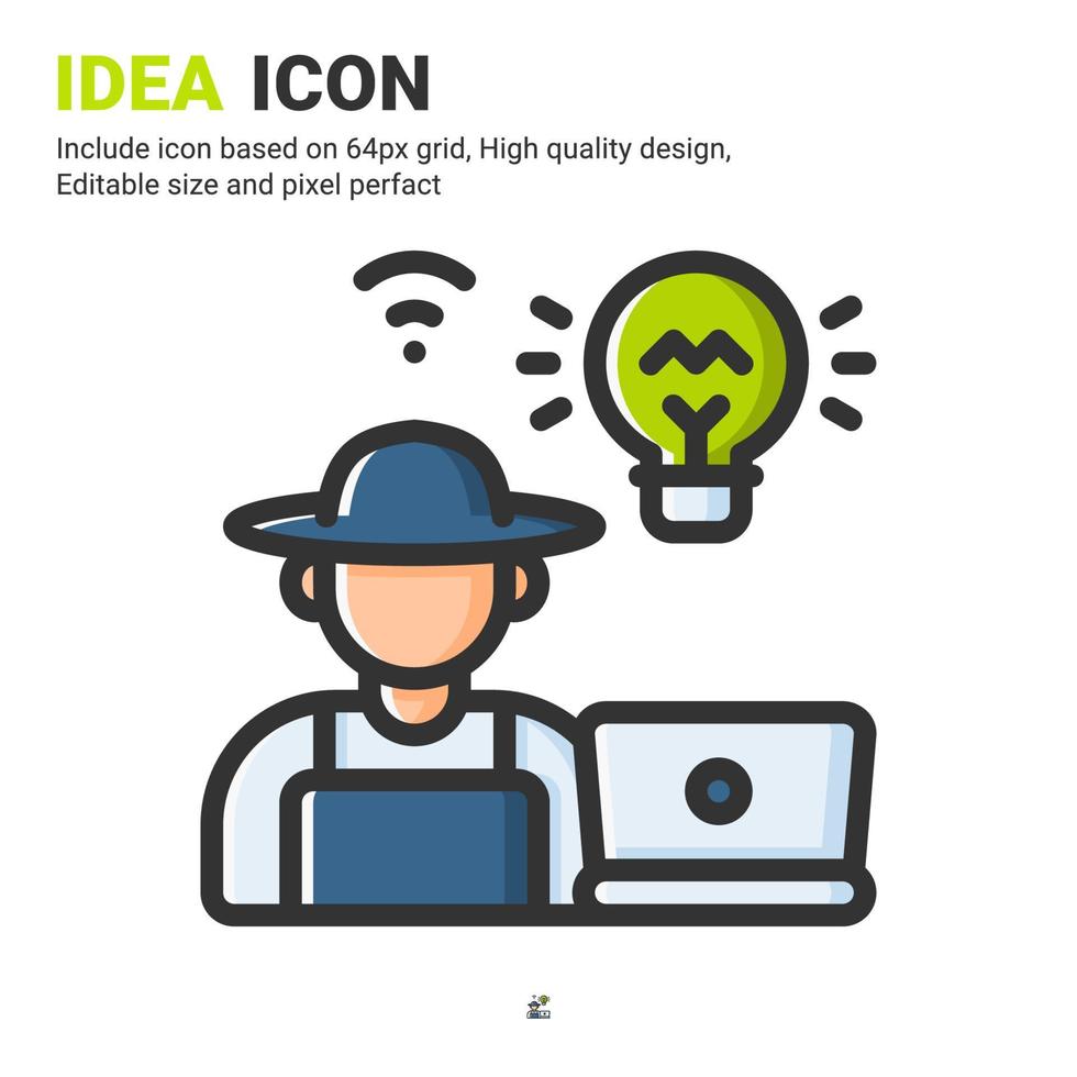 vector de icono de idea con estilo de color de contorno aislado sobre fondo blanco. ilustración vectorial concepto de icono de símbolo de signo de innovación para agricultura digital, tecnología, logotipo, industria, agricultura y proyecto