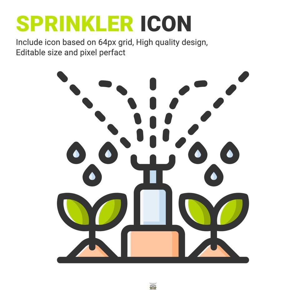 Sprinkler icon vector with outline color style isolated on white background. Vector illustration watering sign symbol icon concept for digital farming, logo, business, agriculture, apps and project