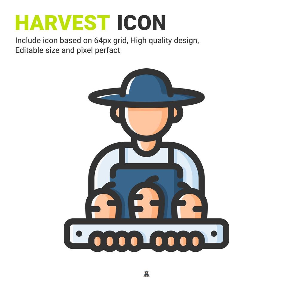 Harvest icon vector with outline color style isolated on white background. Vector illustration crop sign symbol icon concept for digital farming, technology, industry, agriculture, web and project