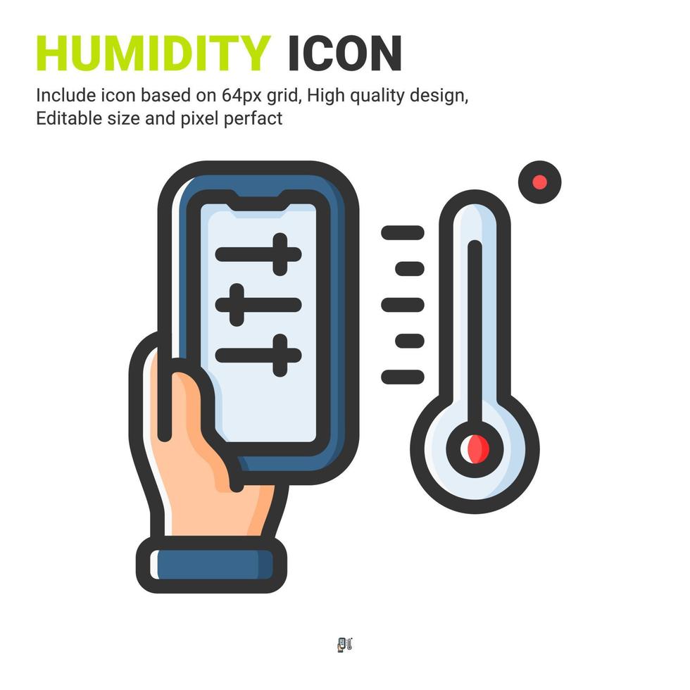 Humidity icon vector with outline color style isolated on white background. Vector illustration dampness sign symbol icon concept for digital farming, technology, industry, agriculture and all project