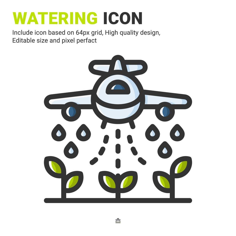 Watering icon vector with outline color style isolated on white background. Vector illustration irrigation sign symbol icon concept for digital farming, technology, industry, agriculture and project