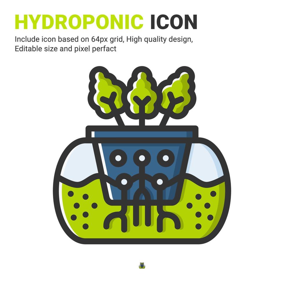 Hydroponic icon vector with outline color style isolated on white background. Vector illustration hydroponic sign symbol icon concept for digital farming, technology, industry, agriculture and project