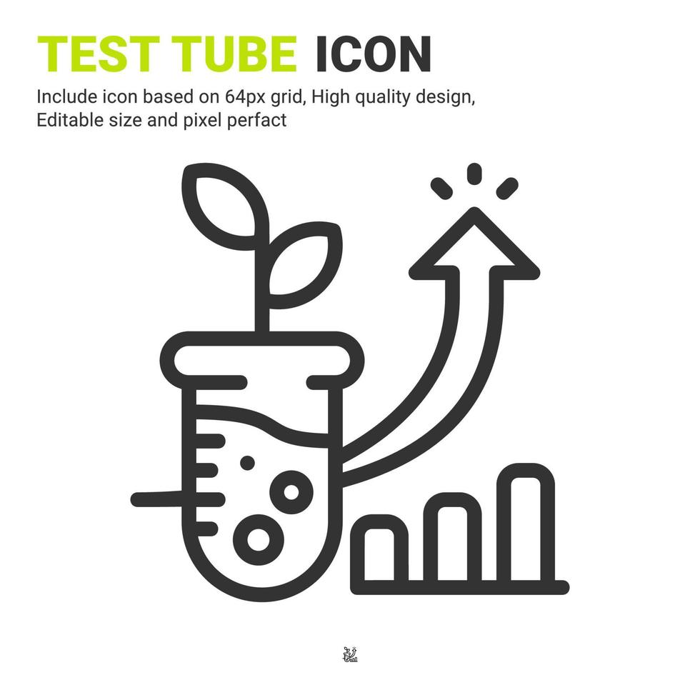 Test tube icon vector with outline style isolated on white background. Vector illustration laboratory sign symbol icon concept for digital farming, logo, business, agriculture, apps and all project