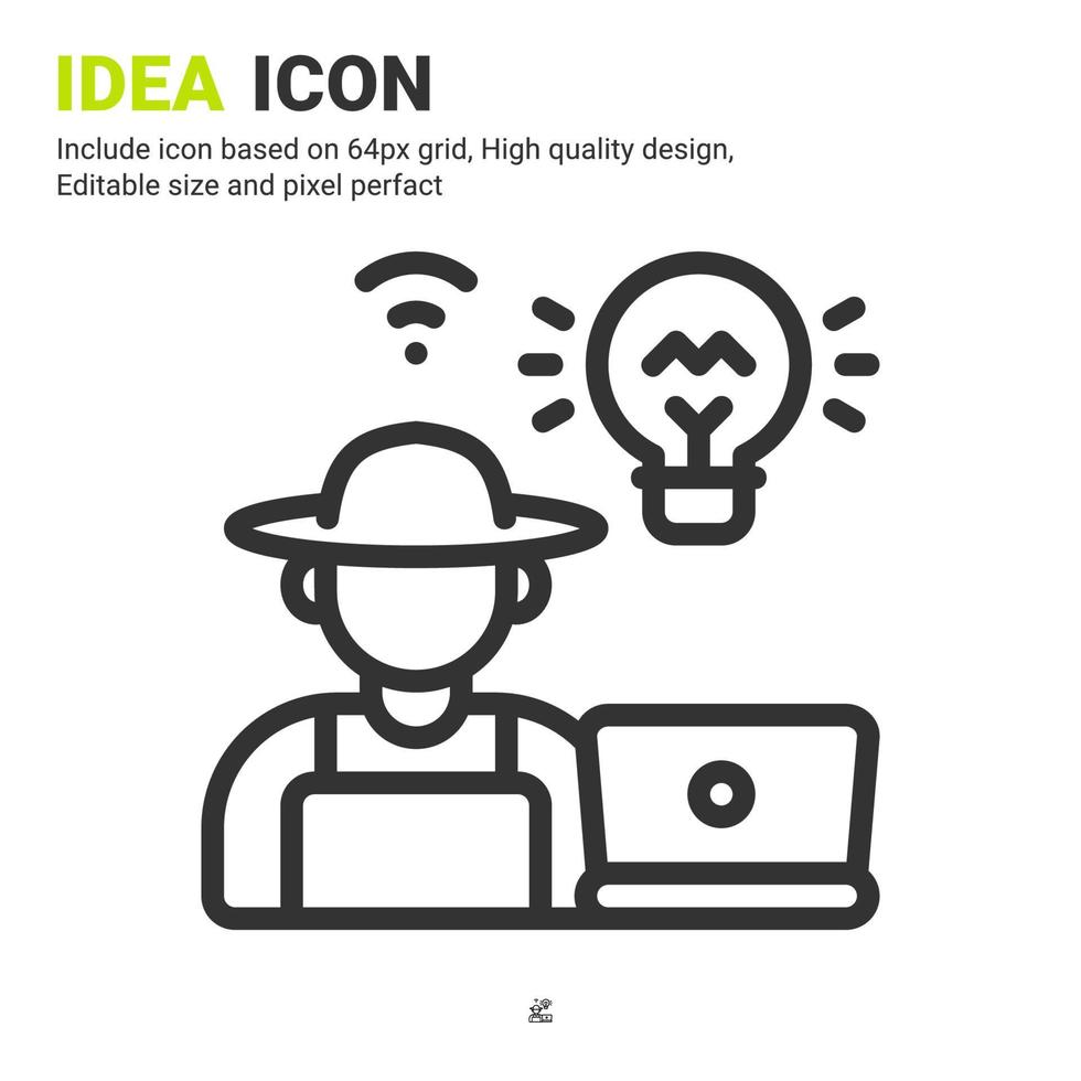 Idea icon vector with outline style isolated on white background. Vector illustration innovasion sign symbol icon concept for digital farming, technology, logo, industry, agriculture and all project