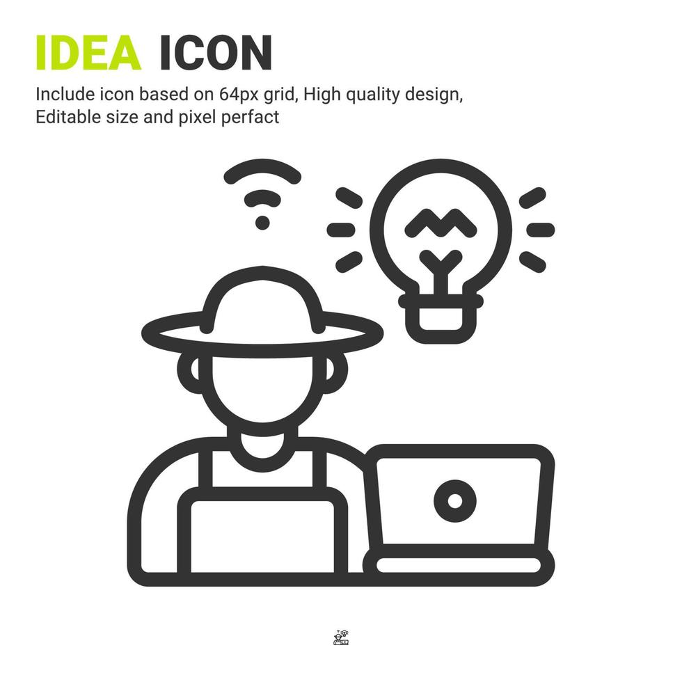 vector de icono de idea con estilo de contorno aislado sobre fondo blanco. ilustración vectorial concepto de icono de símbolo de signo de innovación para agricultura digital, tecnología, logotipo, industria, agricultura y todos los proyectos