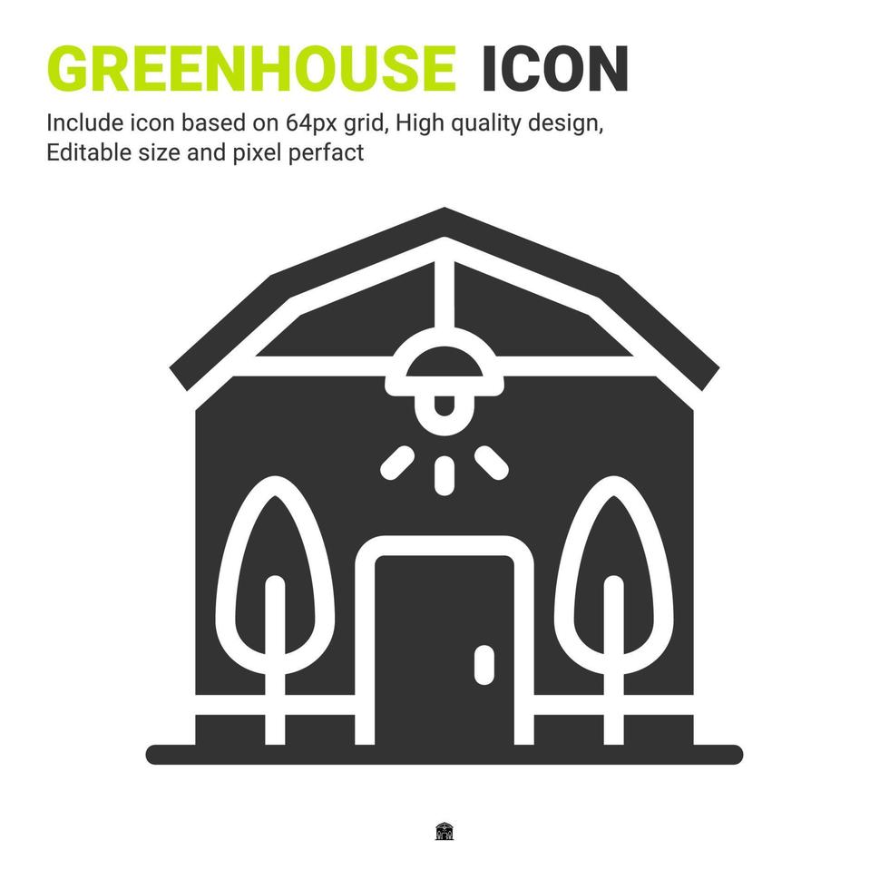 Greenhouse icon vector with glyph style isolated on white background. Vector illustration conservatory sign symbol icon concept for digital farming, logo, industry, agriculture, apps and all project