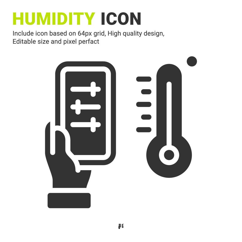 Humidity icon vector with glyph style isolated on white background. Vector illustration dampness sign symbol icon concept for digital farming, technology, industry, agriculture, web and all project