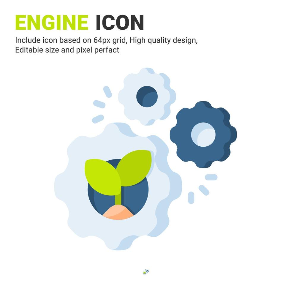 Engine icon vector with flat color style isolated