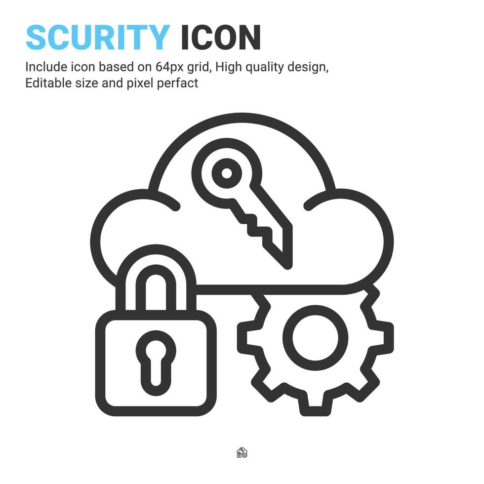 Scurity icon vector with outline style isolated on white background. Vector illustration server protected sign symbol icon concept for digital IT, logo, industry, technology, apps, web and project