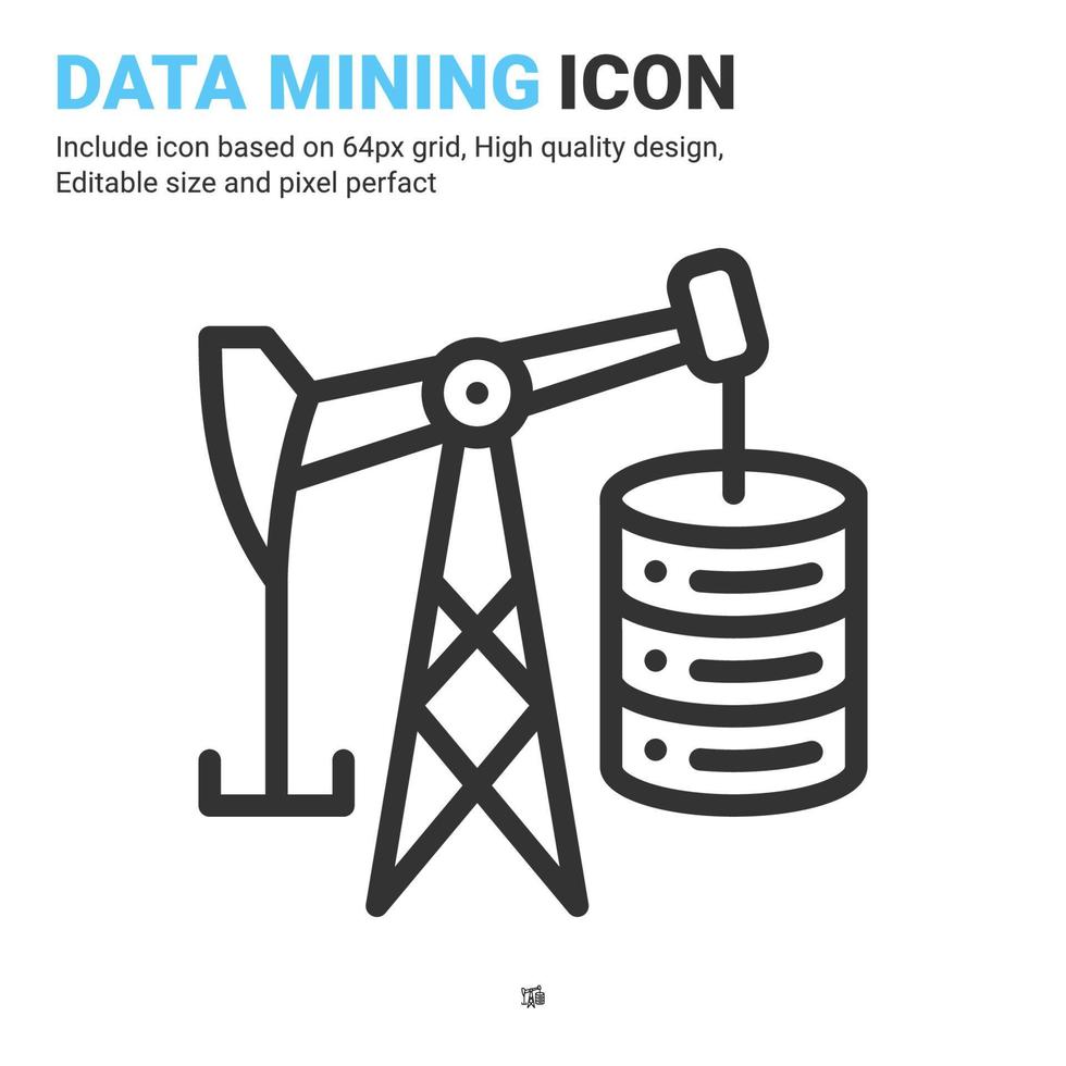 Data mining icon vector with outline style isolated on white background. Vector illustration database sign symbol icon concept for digital IT, logo, industry, technology, apps, web and all project