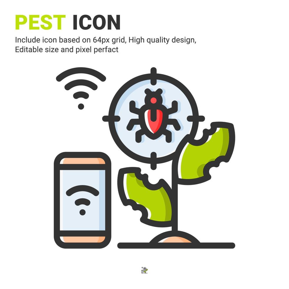 Pest and plant icon vector with outline color style isolated on white background. Vector illustration parasite sign symbol icon concept for digital farming, industry, agriculture, apps and project