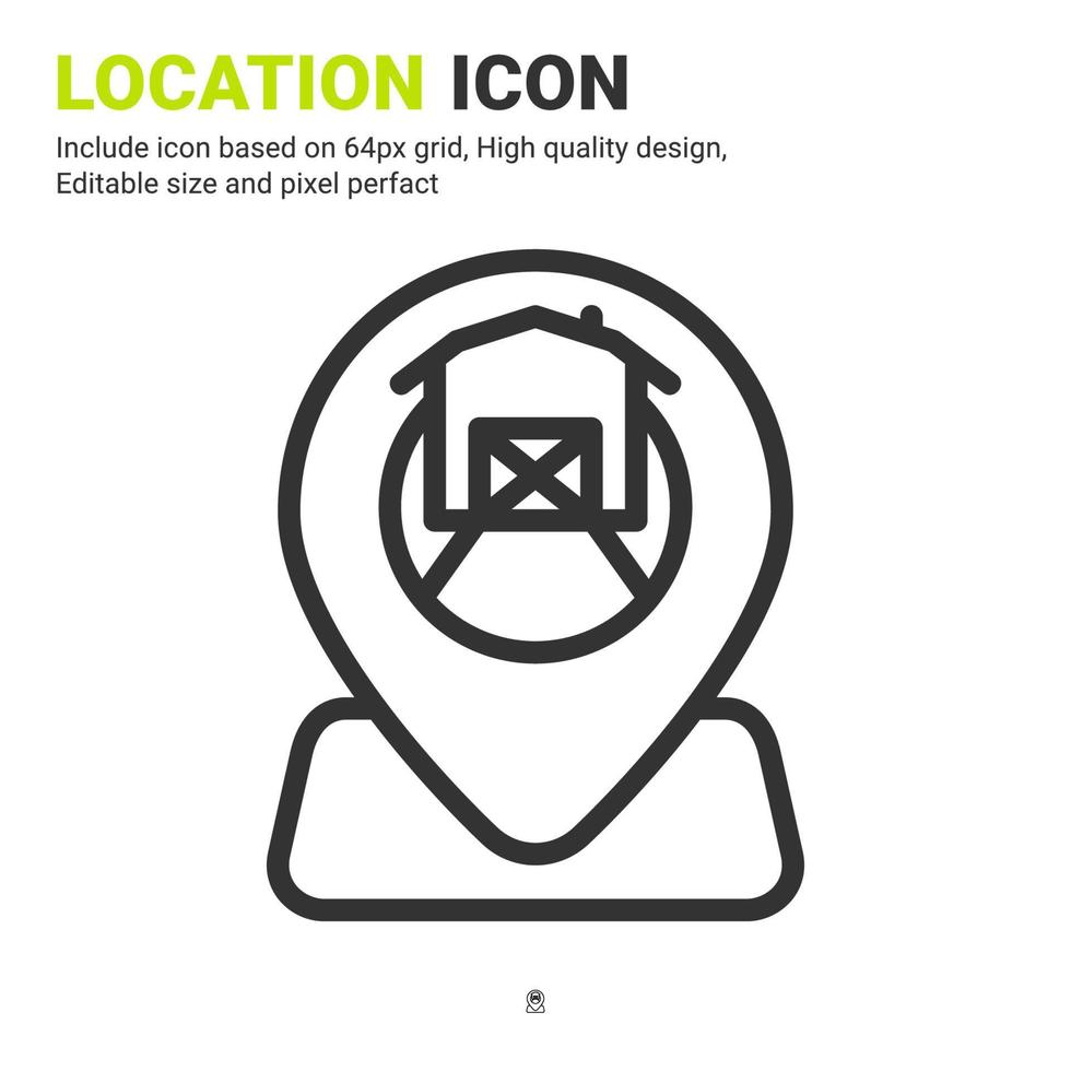 Farm location icon vector with outline style isolated on white background. Vector illustration field sign symbol icon concept for digital farming, farm, technology, industry, agriculture and project