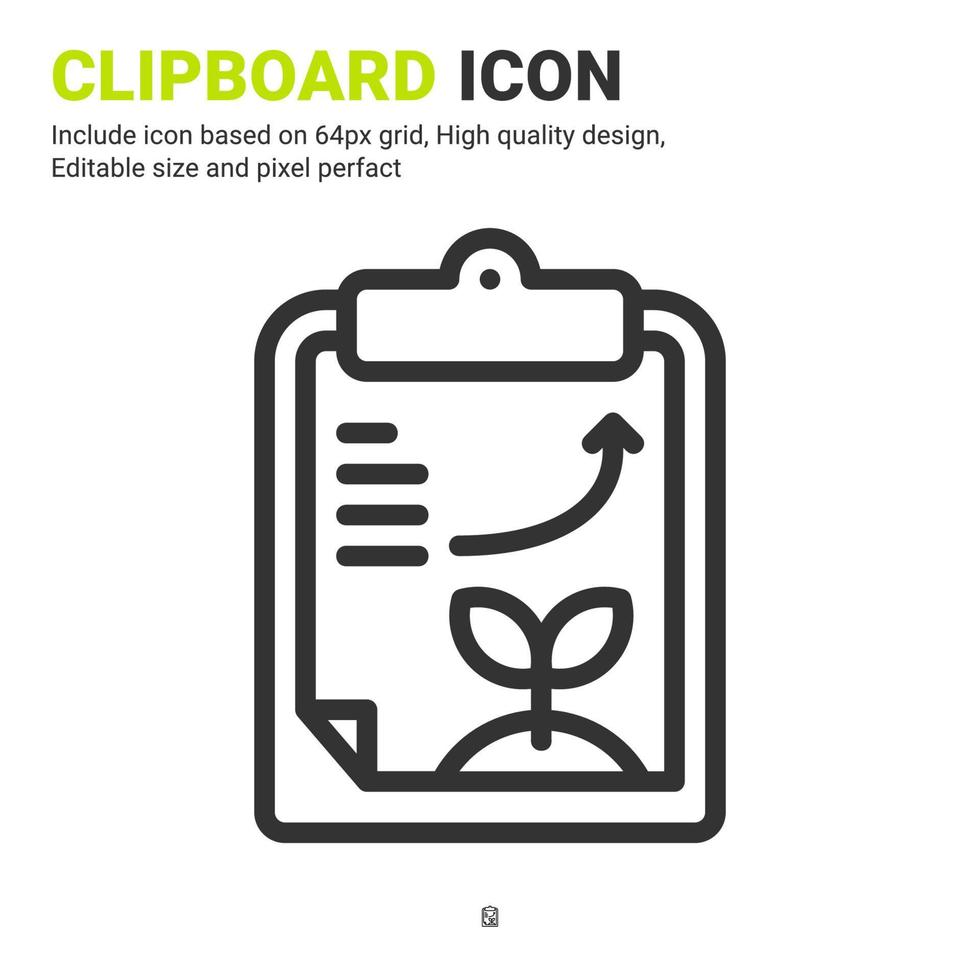 Clipboard icon vector with outline style isolated on white background. Vector illustration report sign symbol icon concept for digital farming, farm, technology, industry, agriculture and all project