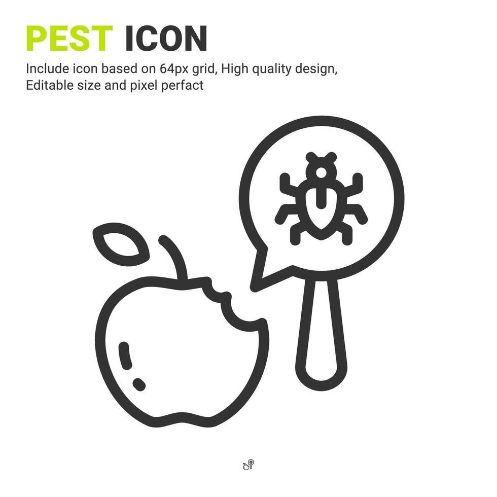 Pest and fruit icon vector with outline style isolated on white background. Vector illustration bug sign symbol icon concept for digital farming, technology, industry, agriculture and all project