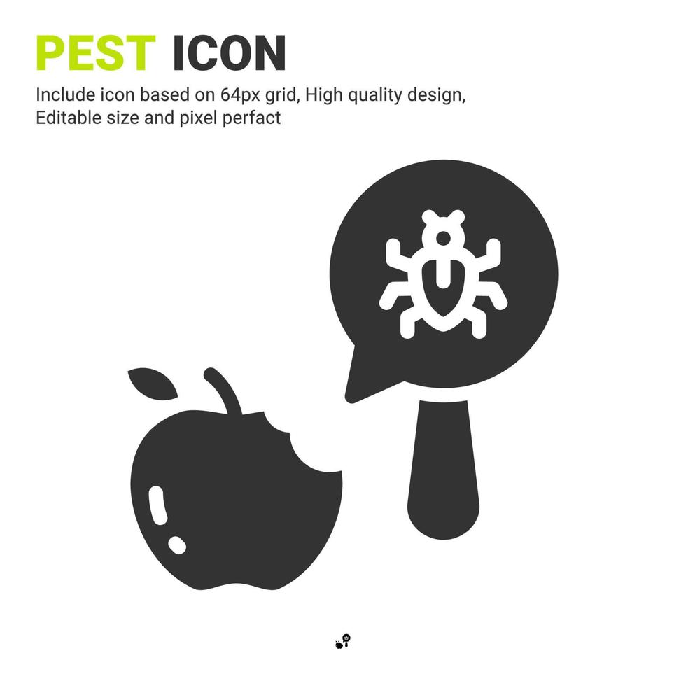 vector de icono de plagas y frutas con estilo de glifo aislado sobre fondo blanco. ilustración vectorial concepto de icono de símbolo de signo de error para la agricultura digital, la tecnología, la industria, la agricultura y todos los proyectos