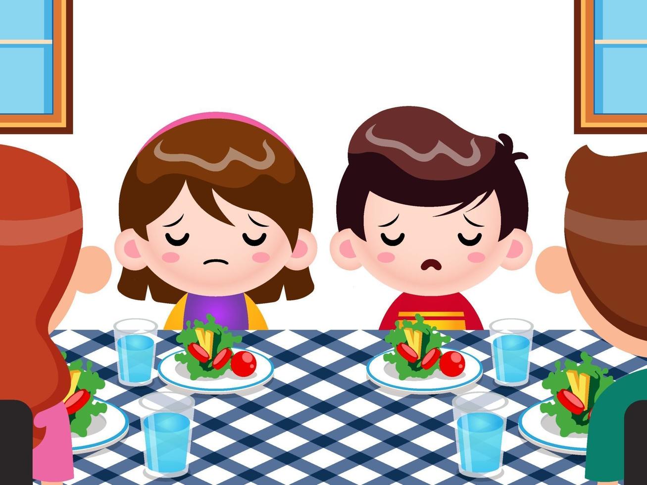 Cartoon  Kids Not Want To Eat Vegetables vector