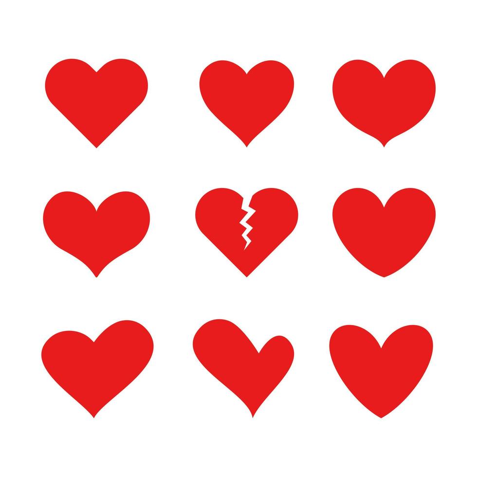 Heart icon set. Various heart shape vector illustration.