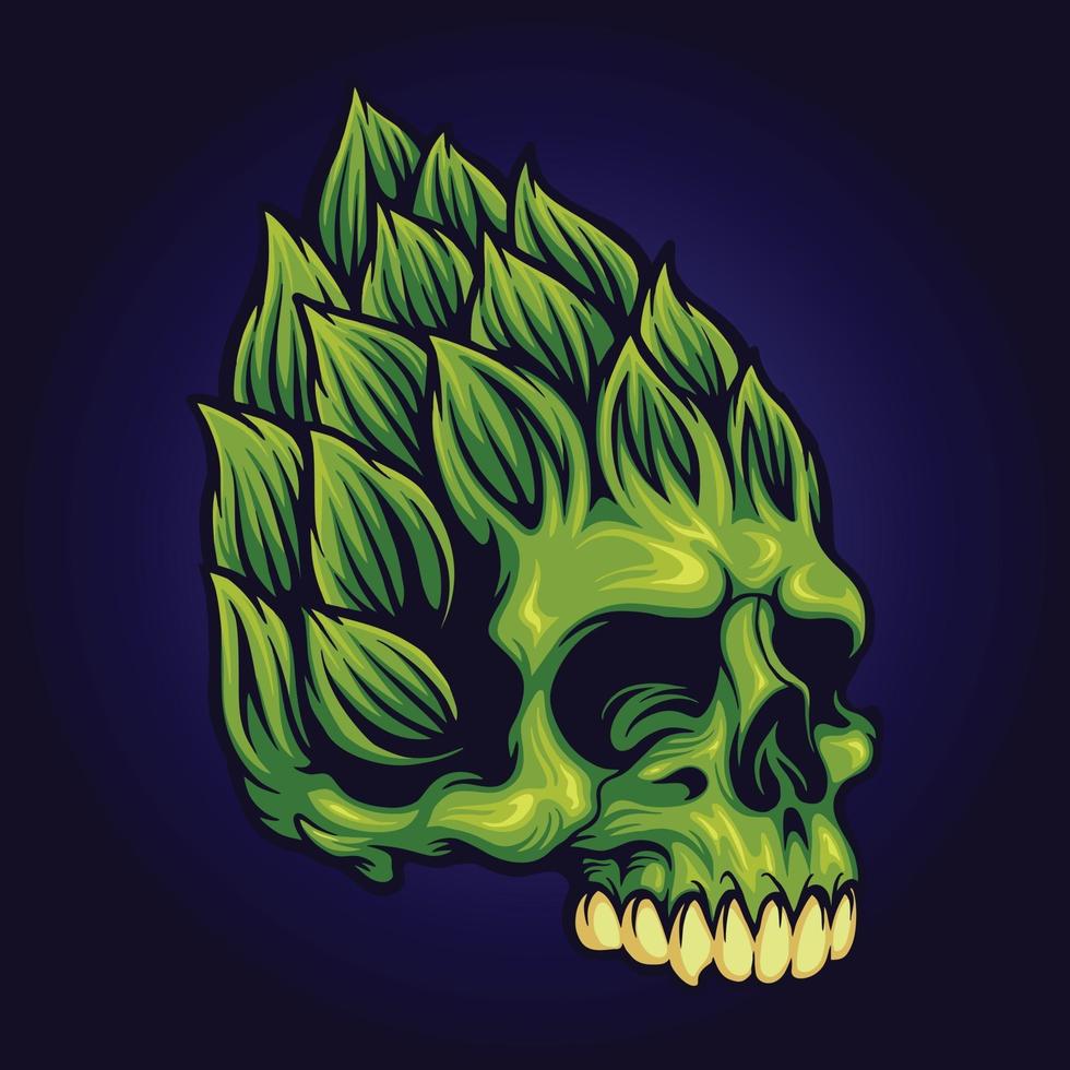 hop brewery beer skull mascot ilustraciones vector