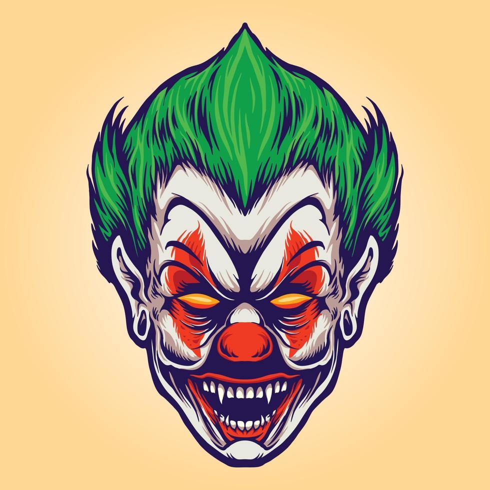 head angry joker clown ilustraciones vector