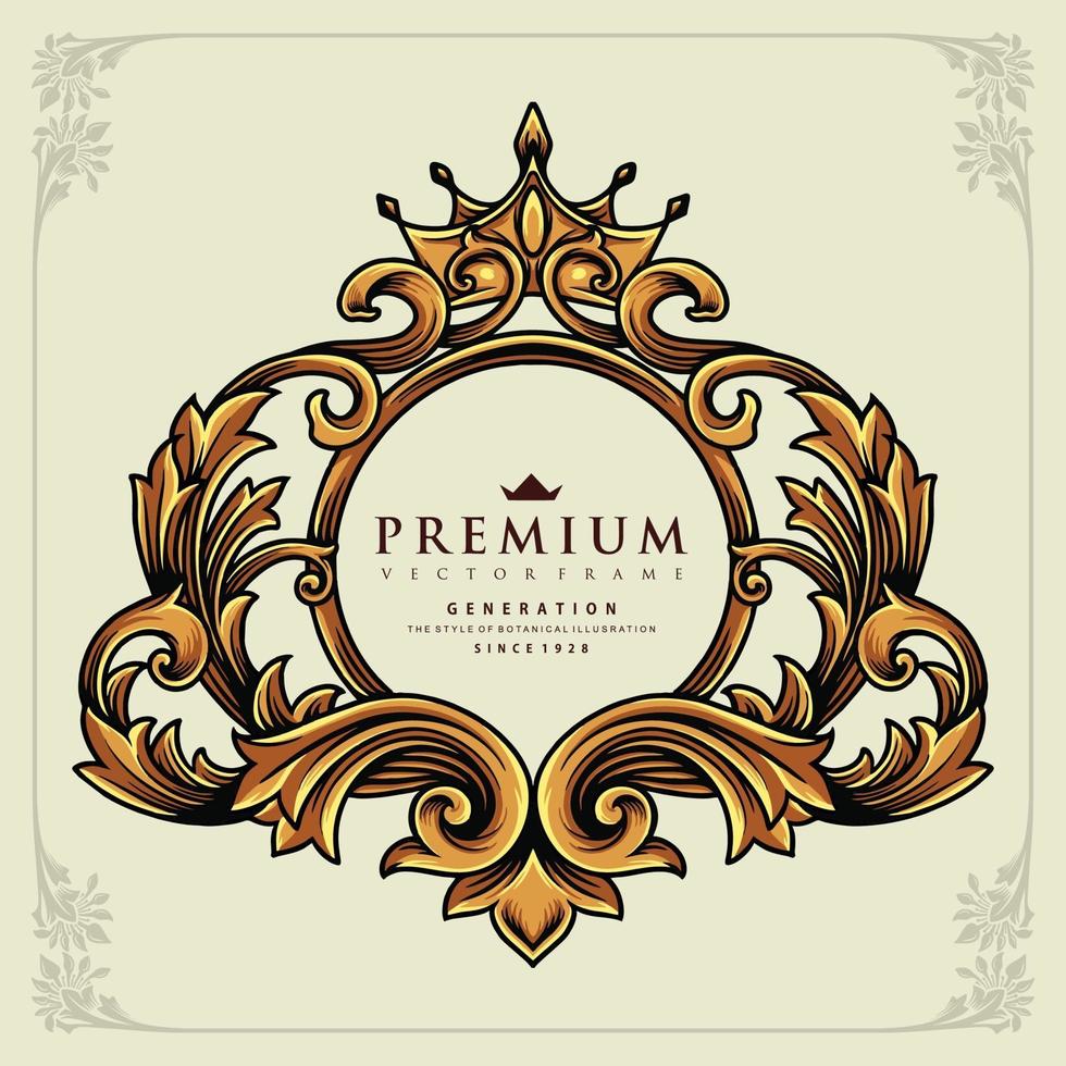 Crown Calligraphy Ornate Luxury Logo Premium vector