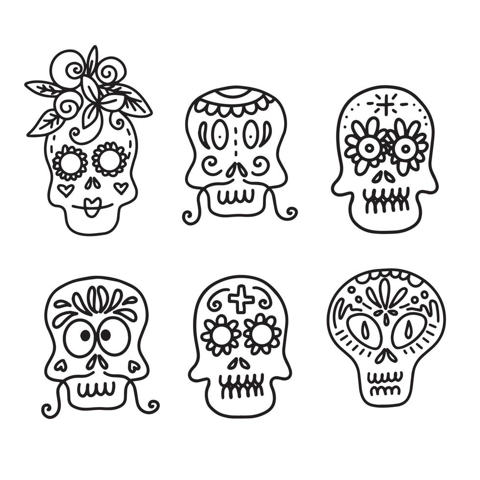 conjunto de ilustraciones vectoriales de calaveras decoradas 3477031 Vector  en Vecteezy