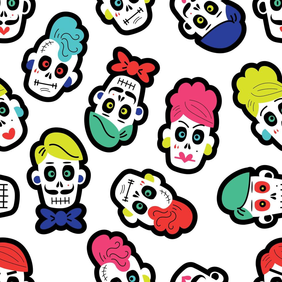 pattern with funny skulls. The pattern for the day of the dead vector