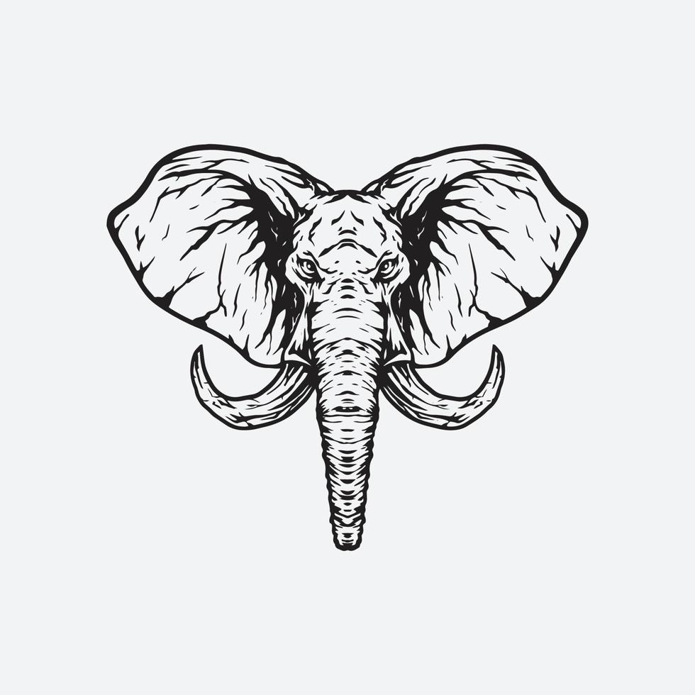 Ilustración de cabeza de elefante vector