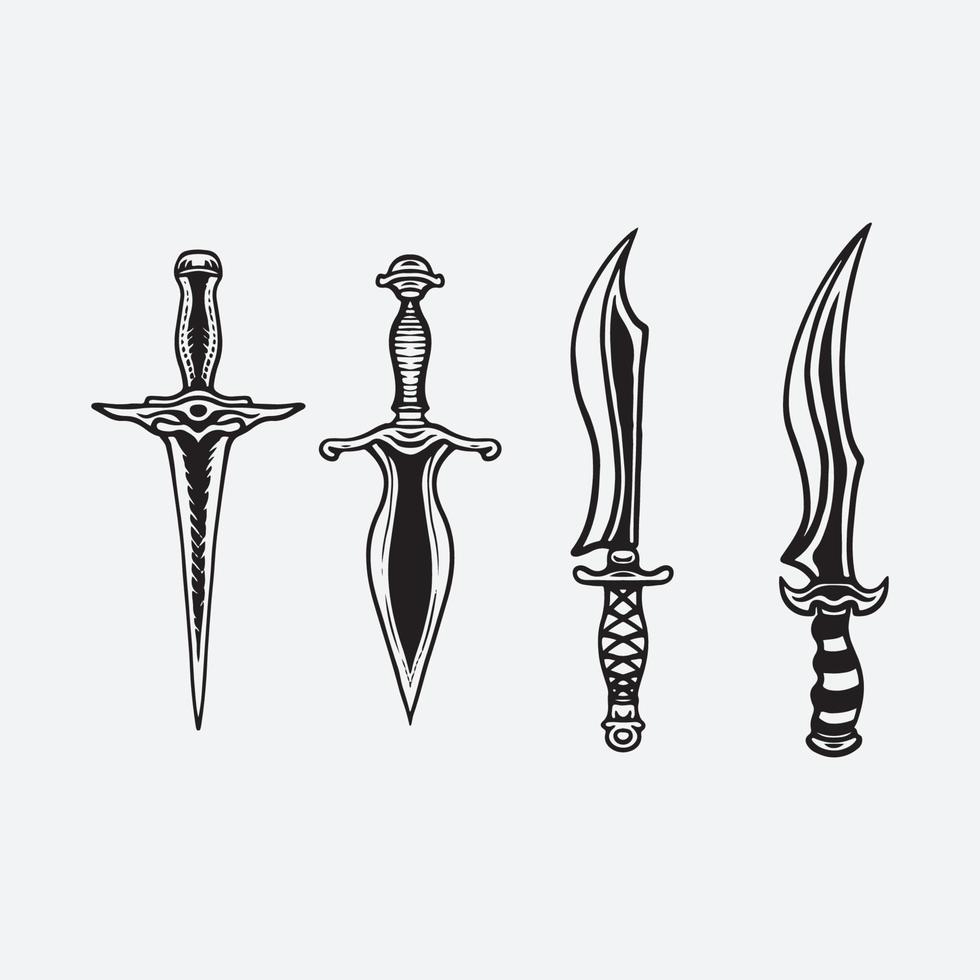 Set sword drawing vector