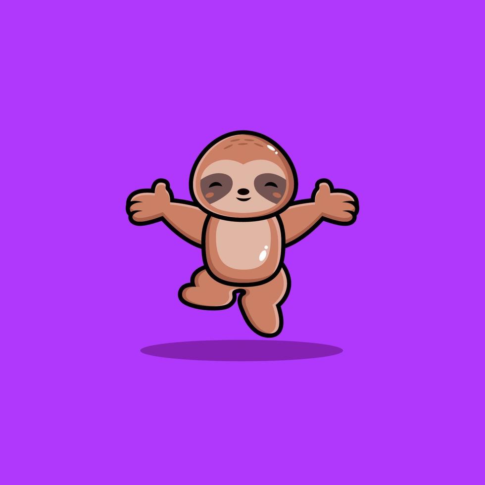 Cute sloth cartoon jumping vector