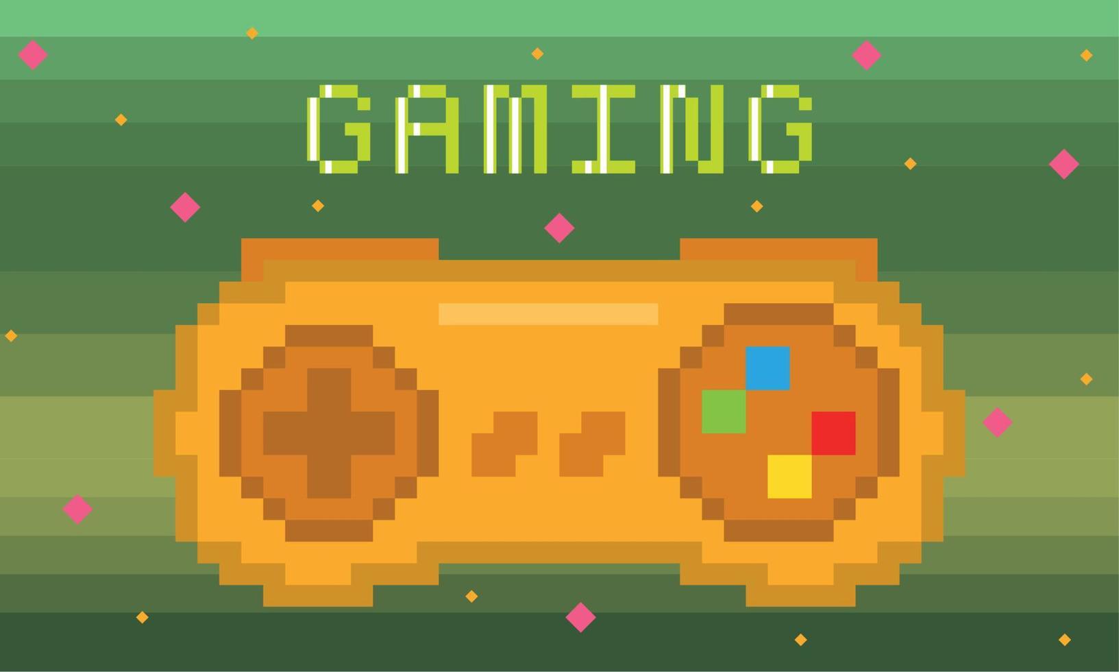 Pixelated golden edition joystick with buttons for gaming vector