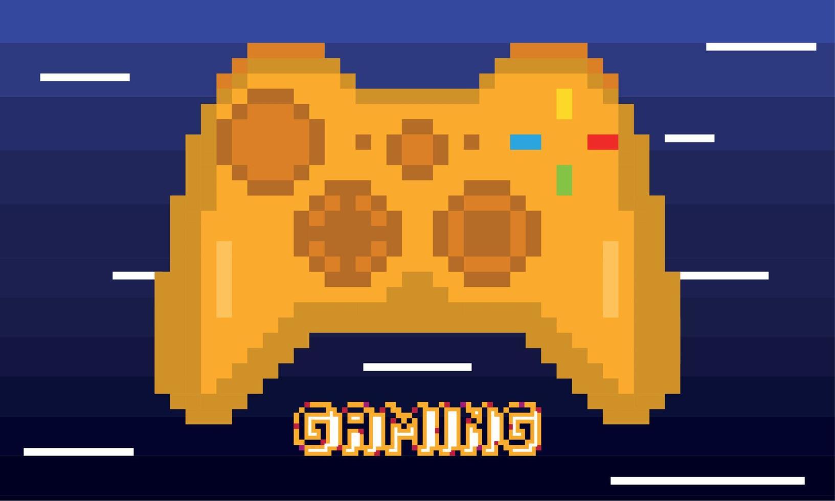 joystick pixelado edición dorada para juegos vector