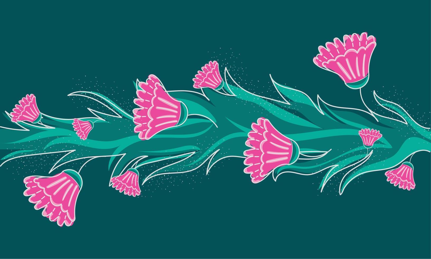 Background of floral banner with pink flowers vector