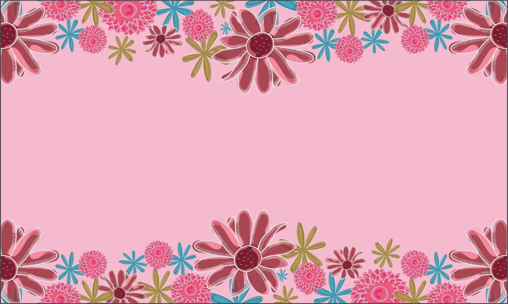 Pink pom pom and daisy flowers background vector