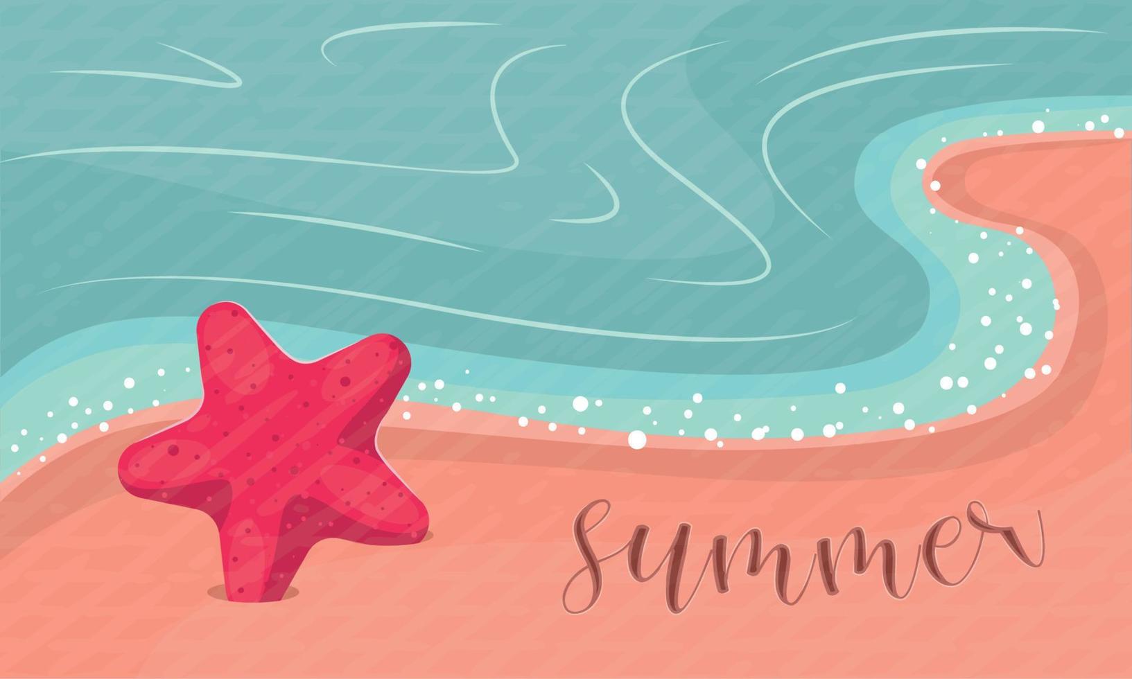 Starfish on the seashore Summer landscape vector