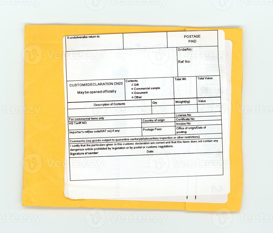 Blank customs declaration label photo