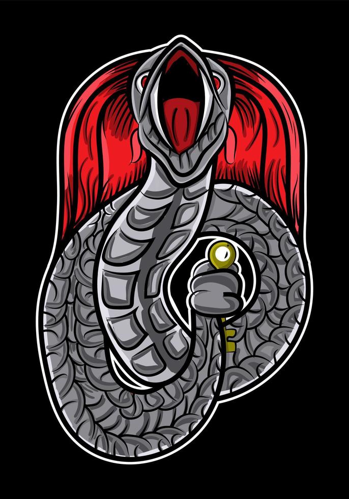 angry forest snake in the dark illustration vector