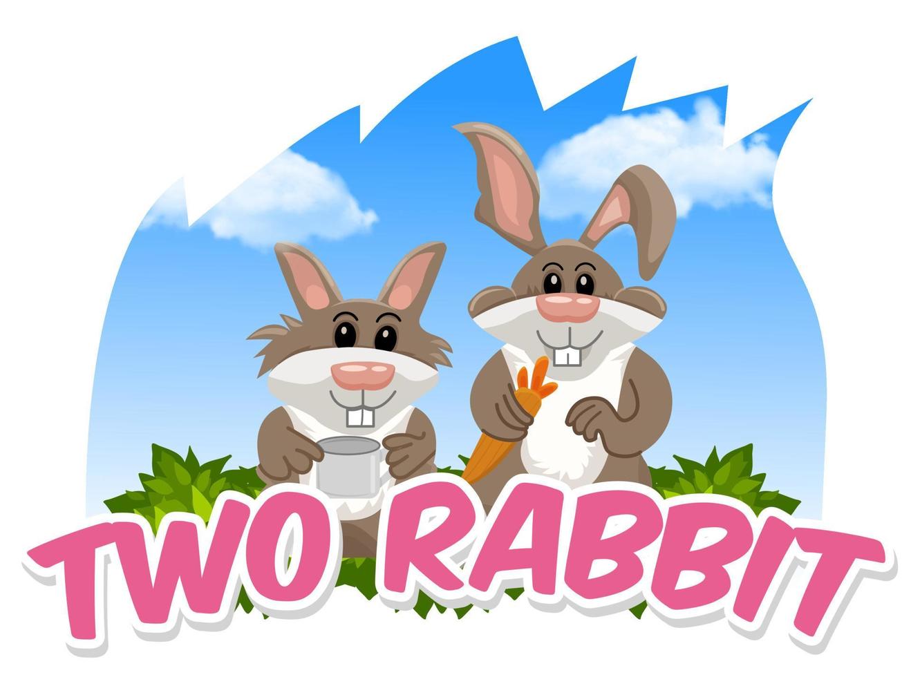 two rabbits in the garden vector