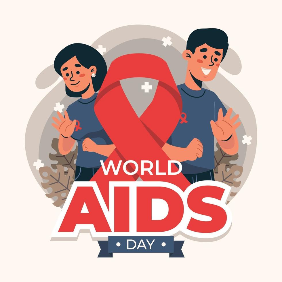 día mundial del sida personas con cinta vector