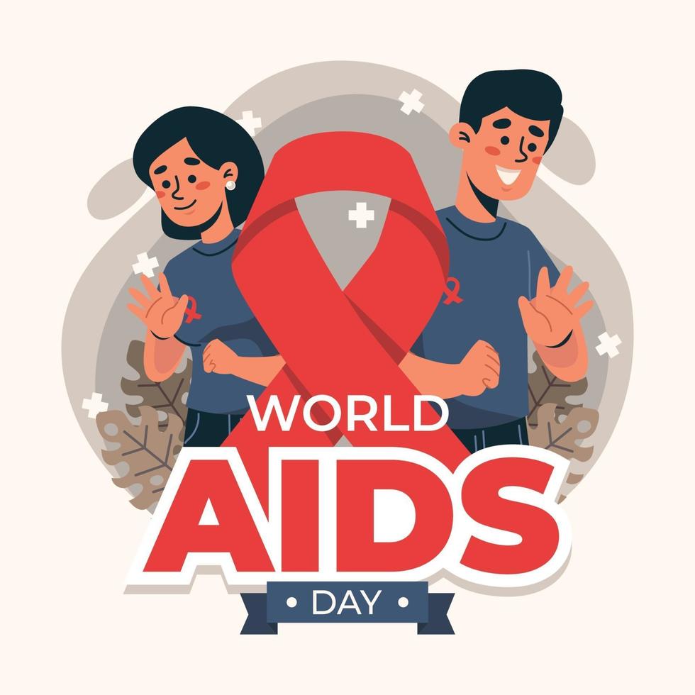 World AIDS Day People with Ribbon vector