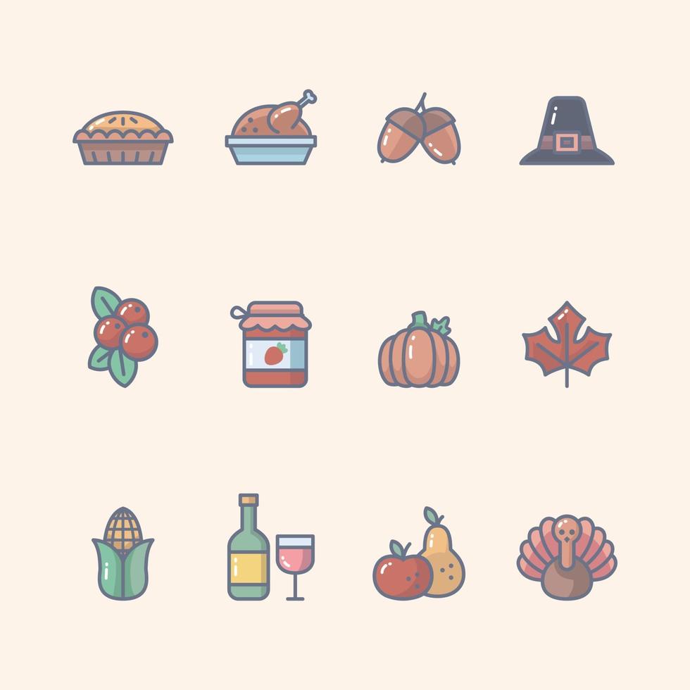 Set of Thanksgiving Icon vector