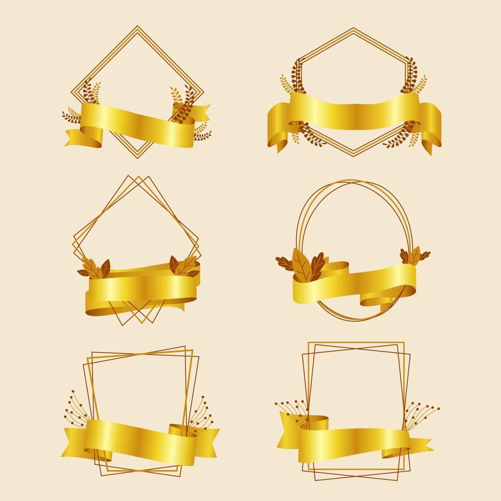 Decorative Ribbon with Golden Frame Collection vector