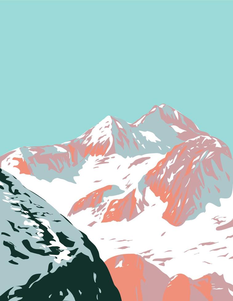 Parque nacional de triglav con el monte triglav en los alpes julianos eslovenia art deco wpa poster art vector