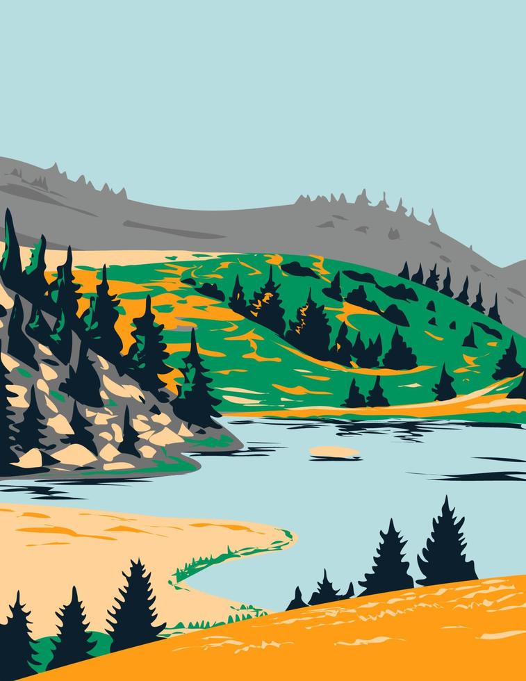 Lake Windeben in Nock Mountains National Park Carinthia Austria  Art Deco WPA Poster Art vector