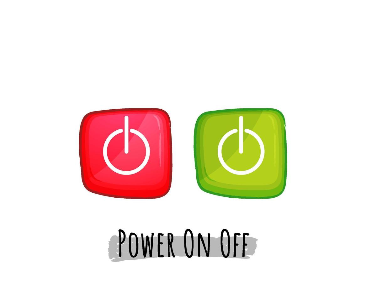 Power on off red and green button icon set art illustration vector