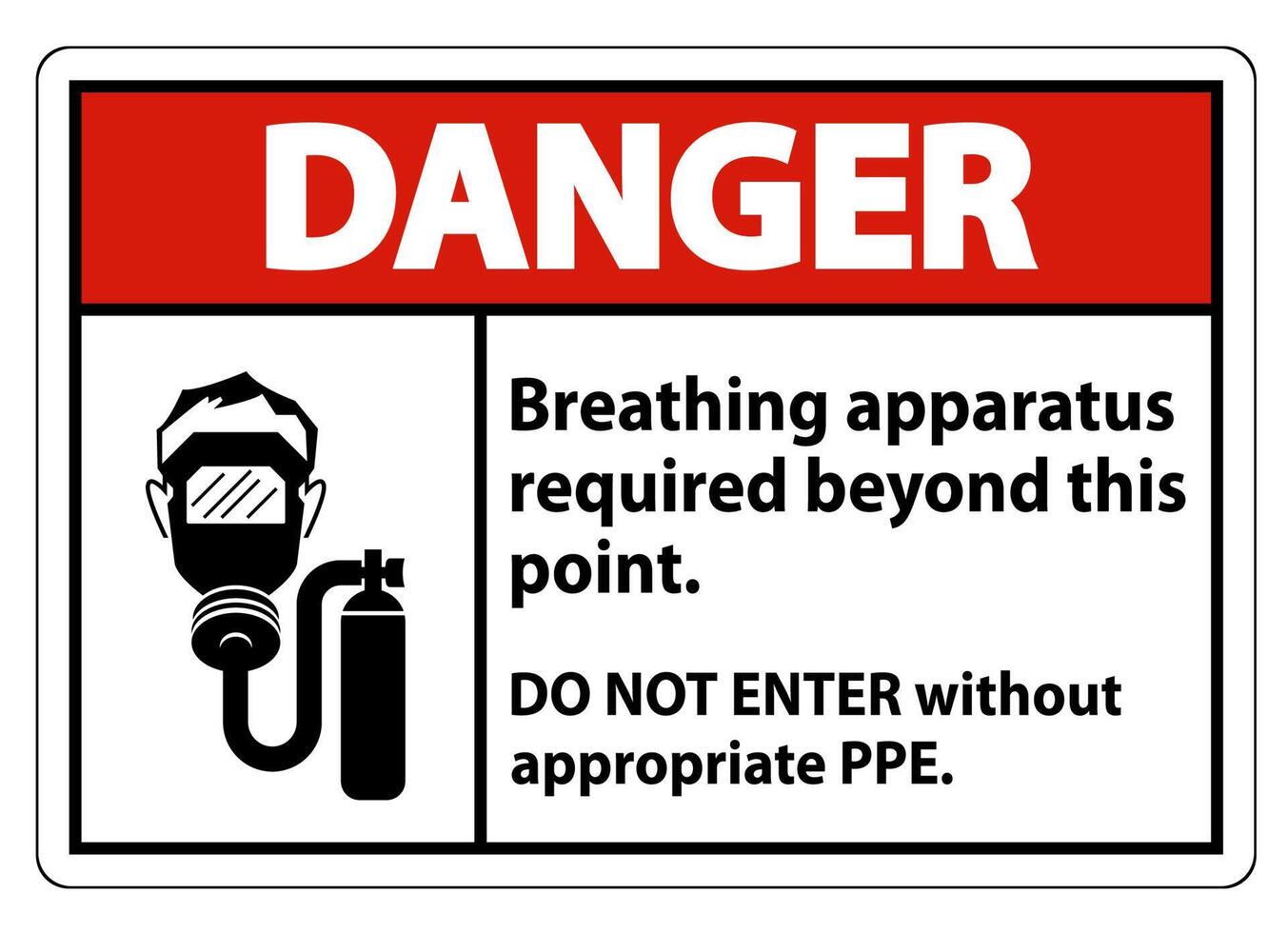 señal de precaución se requiere aparato respiratorio más allá de este punto vector