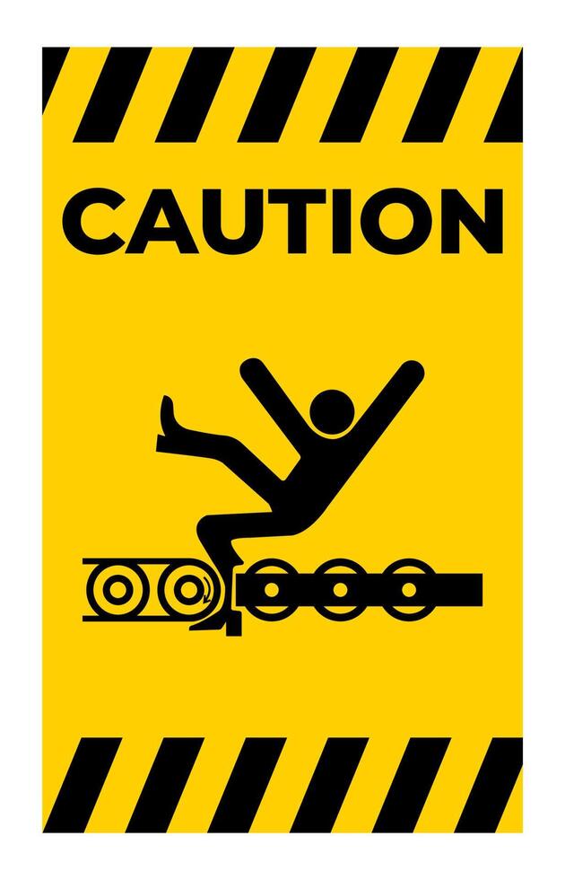 Warning Exposed Conveyor And Moving Parts Will Cause Service Injury Or Death Symbol Sign Isolate on White Background,Vector Illustration vector