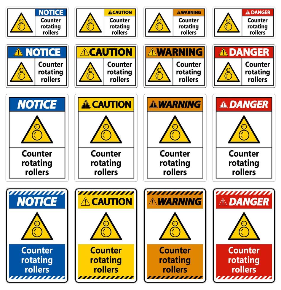 Counter rotating rollers sign on white background vector